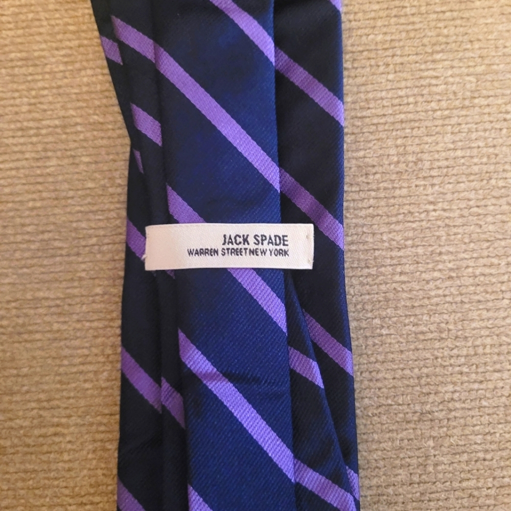 Jack Spade 100% Silk Tie – Navy & Purple Stripe